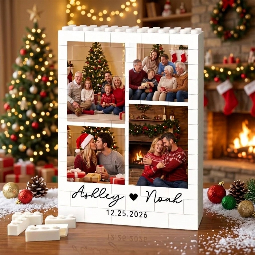 Custom Photo Brick Puzzle Frame - Personalized Christmas Gift for Couples & Family