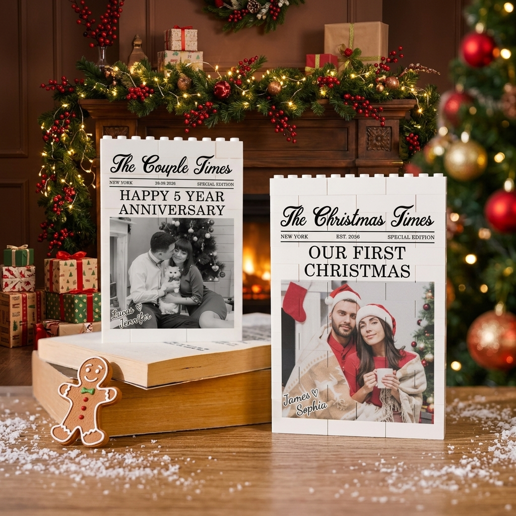 Personalized Photo Building Blocks For Couples, Christmas Gift for Couple, Custom Couple Magazine Puzzle Block, Christmas Gifts