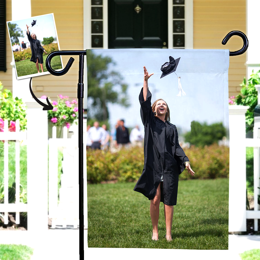 Graduation Gift Personalized Garden Flags Graduation Photo Outdoor Family Courtyard Flag(12in x 18in)
