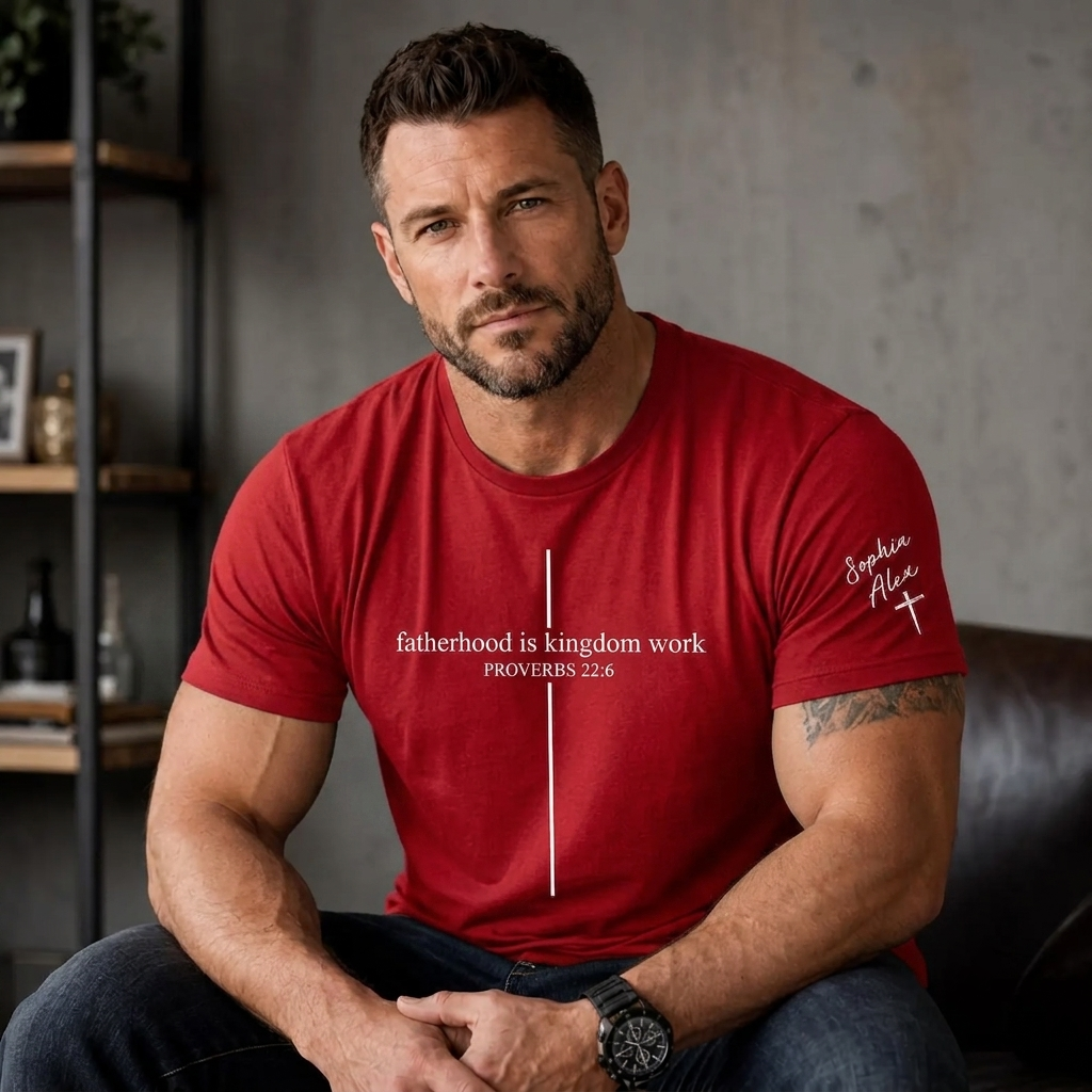 Personalized Christian Dad Shirt, Custom Fatherhood Is Kingdom Work Tshirt, Gift For Religious Daddy Tee, Bible Verse Fathers Day Gift Shirt Taisha