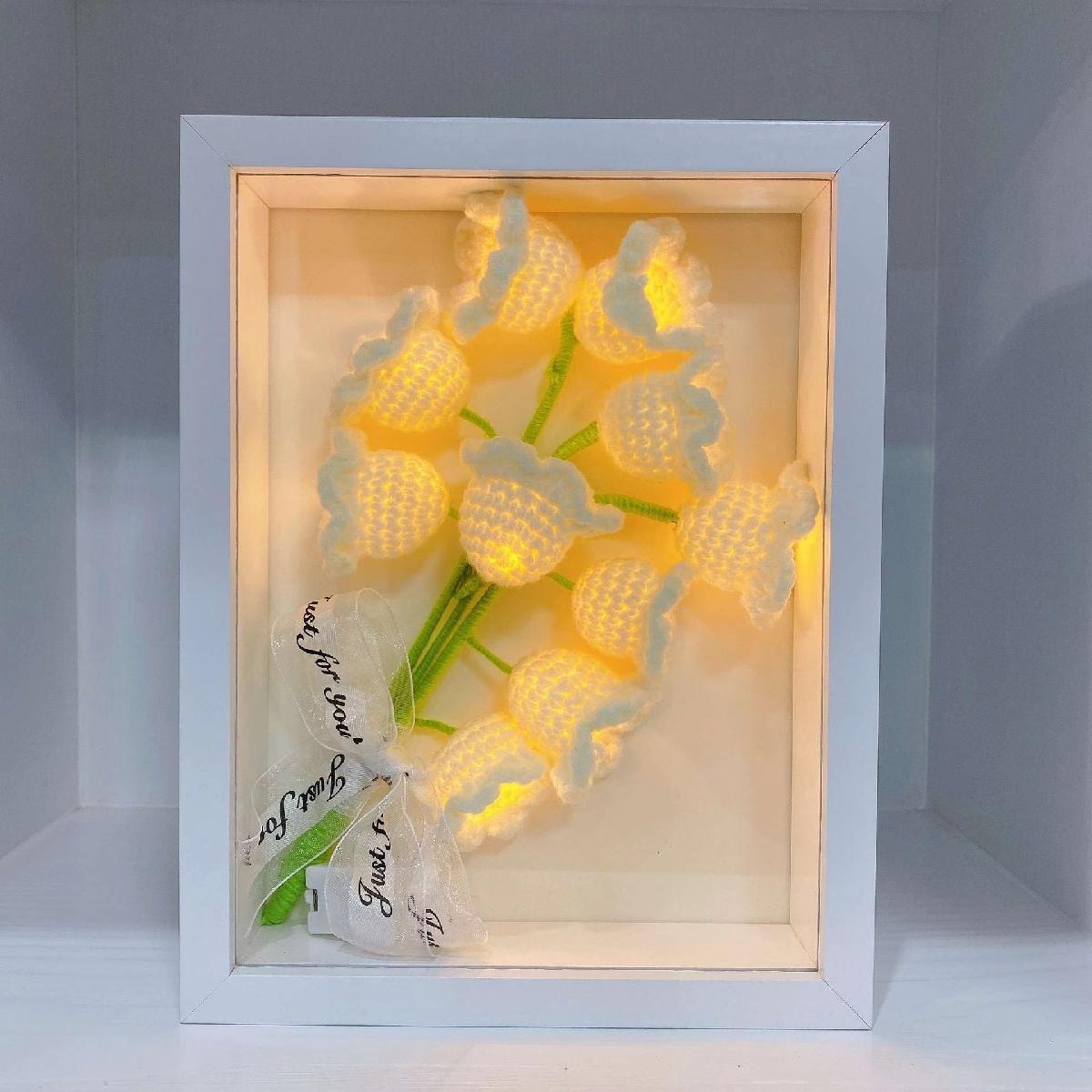 Crochet Flower Night Light Handmade Yarn Flower Gift for Home Decor