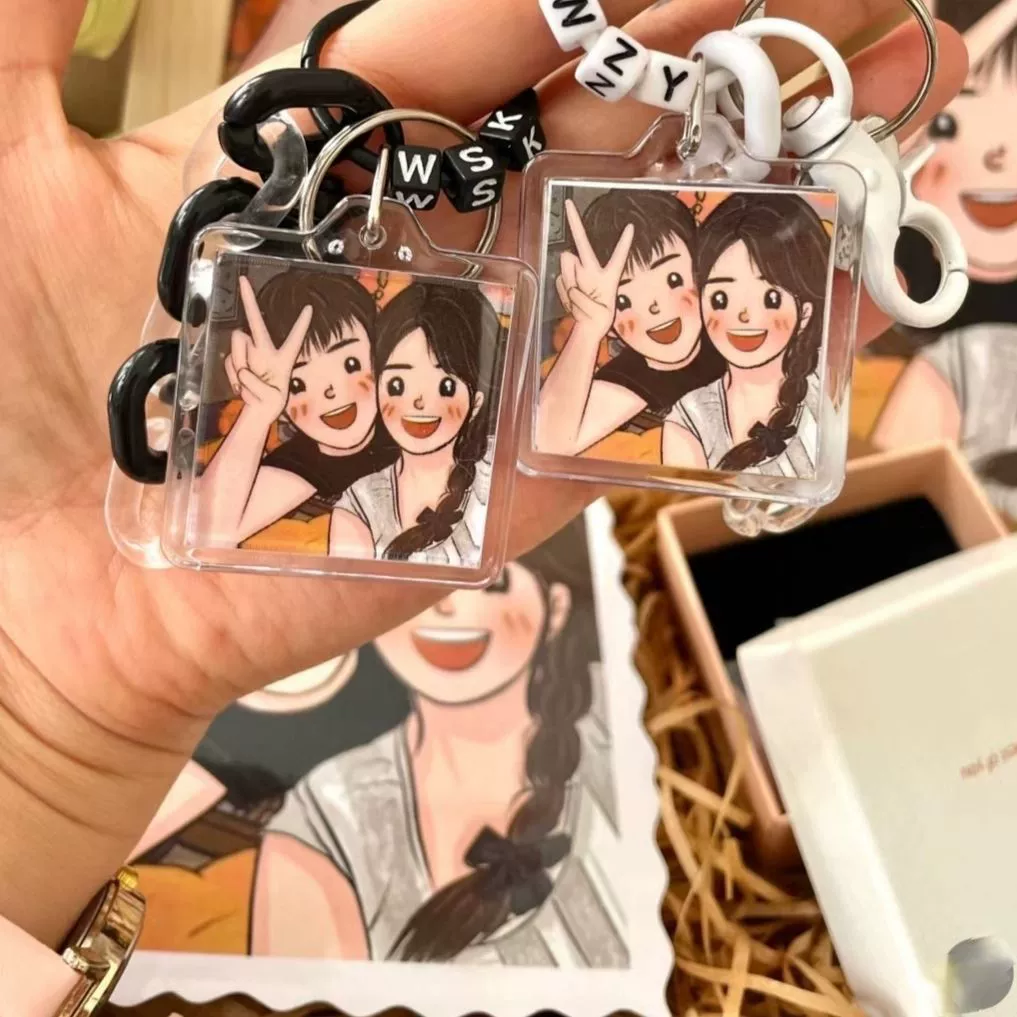 Custom Cartoon Photo Acrylic Keychain Personalized Memory Keepsake Gift