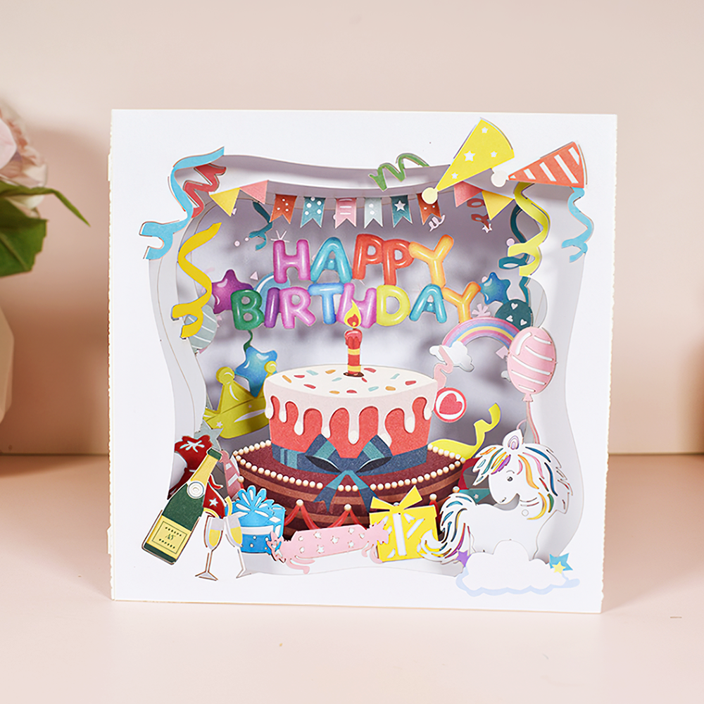 Happy Birthday Card 3D Pop-up Blessing Card Box Shape Birthday Gift Card for Him or Her - MyHawaiianShirts
