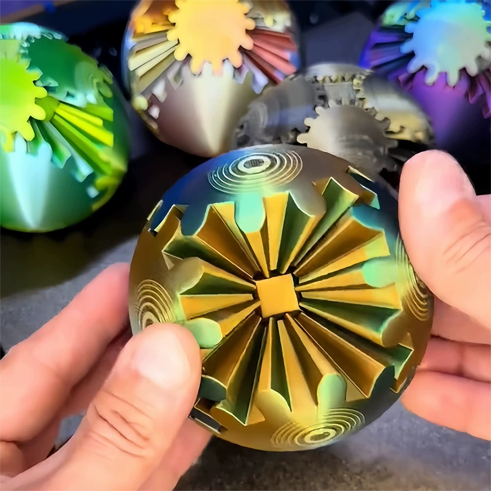 3D Printed Gear Ball Sphere Fidget-Transformable Desk Toy, Colorful Gradient, Christmas Birthday Cool Gifts for Dad Kids boy girl Ruvenbal