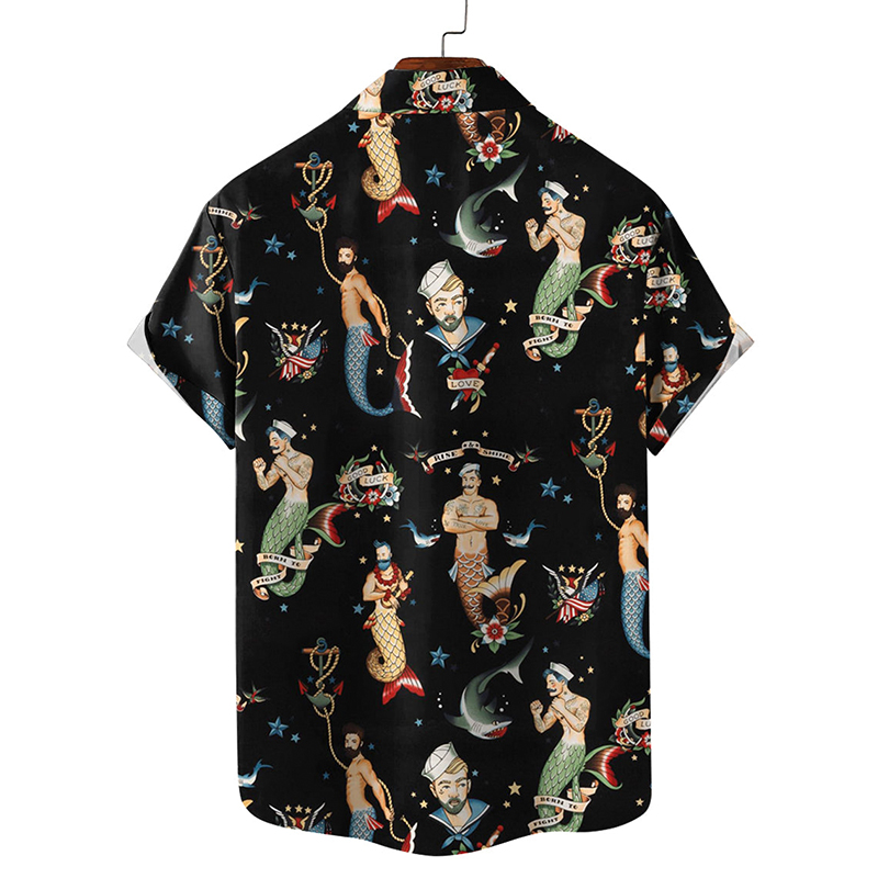Men's Black Mermaid Shirt Pride Month From Size S to 5XL with Comfortable Butterfly Mesh Fabric Material For LGBTQ