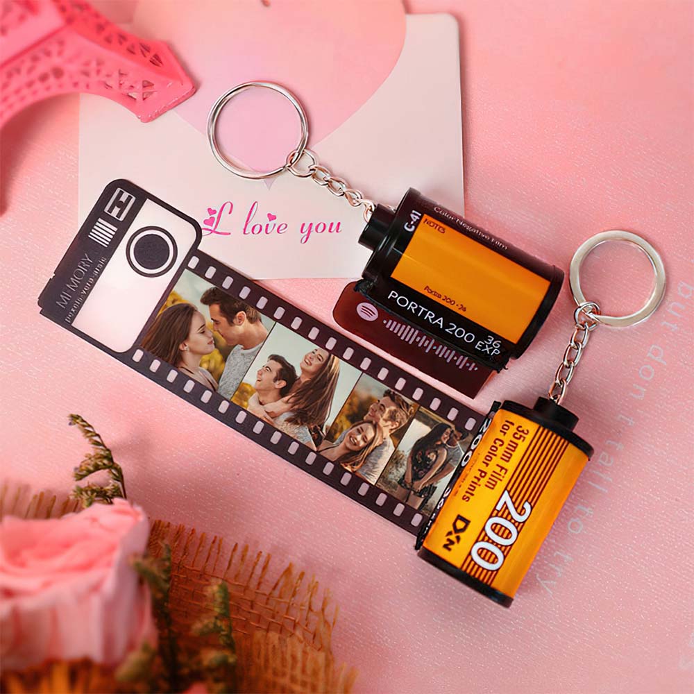 Gift for Her Personalized Film Roll Keychain Custom Pictures Photo Keyring