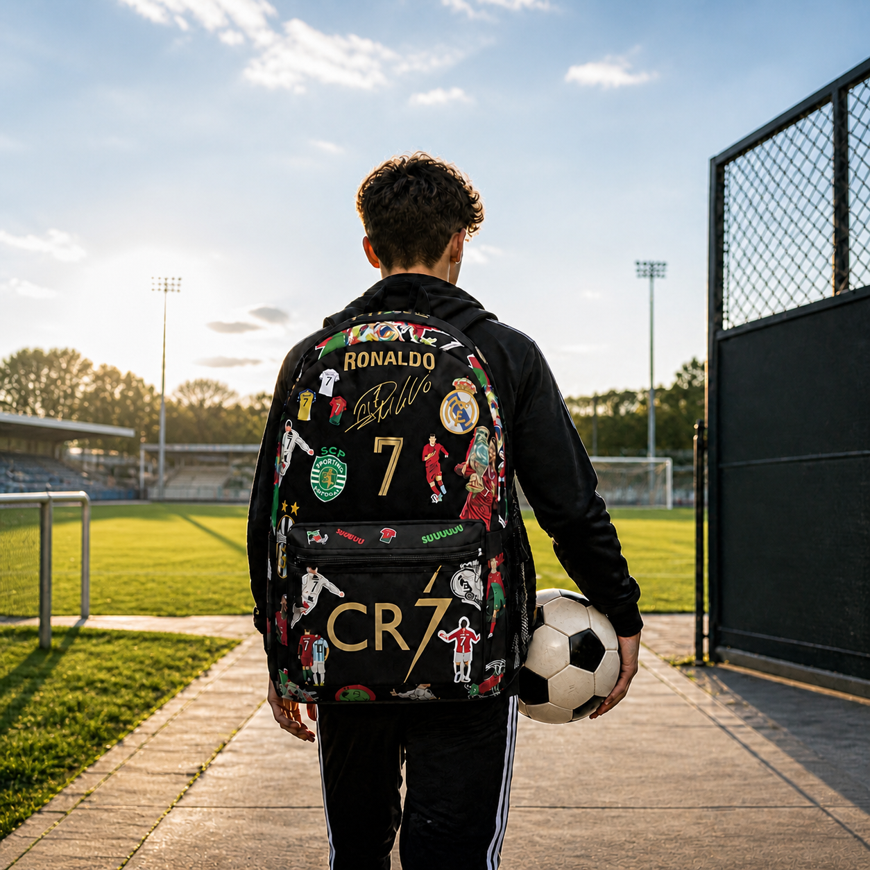 Custom Ronaldo Soccer Backpack: Personalized Sports Fan School Bag