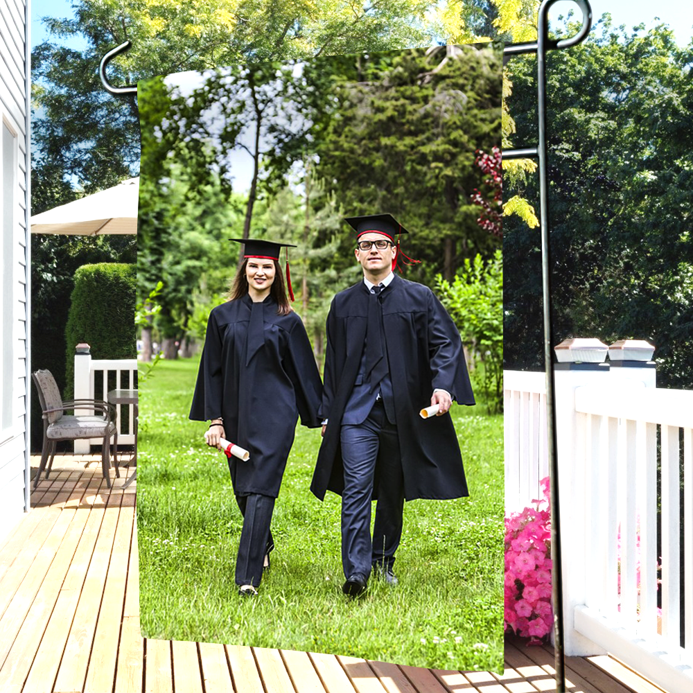 Graduation Gift Custom Photo Garden Flag Family Outdoor Courtyard Flag- Happy Graduation (12in x 18in)