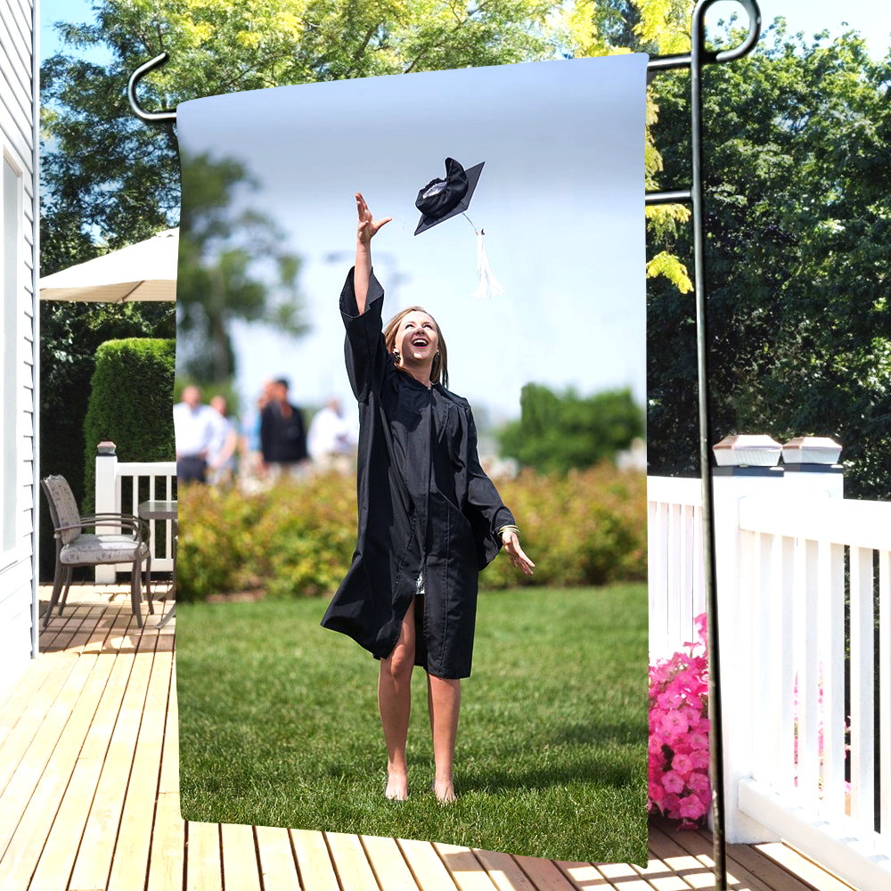 Graduation Gift Personalized Garden Flags Graduation Photo Outdoor Family Courtyard Flag(12in x 18in)