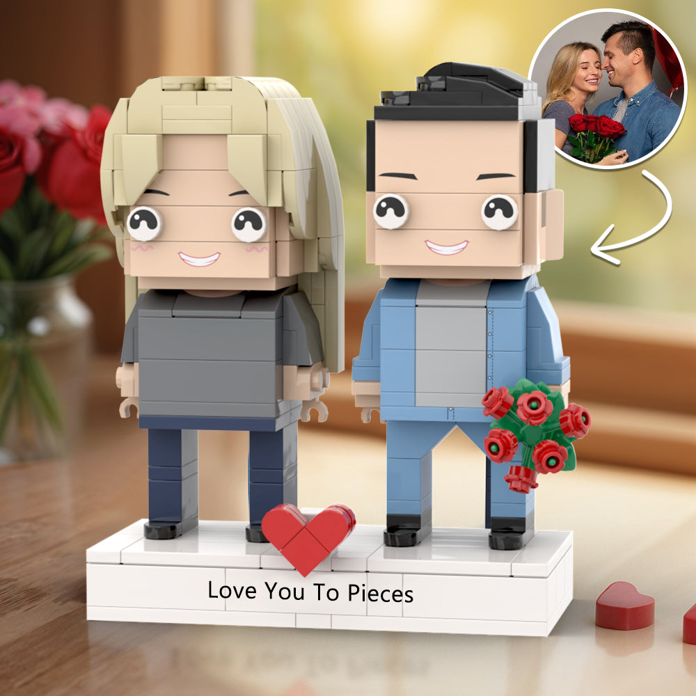 Full Body Customized Brick Figures Universal Interlocking Plastic Toy Thick Engraved Base Gift For Couples