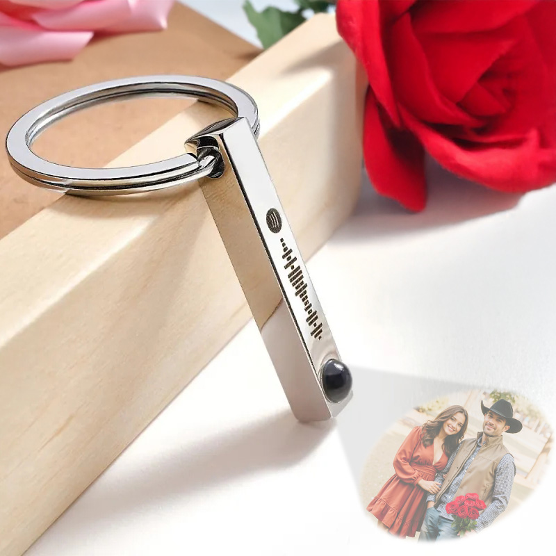 Personalized Photo Projection Keychain Custom Scannable Spotify Code Keychain Memorial Song Gift