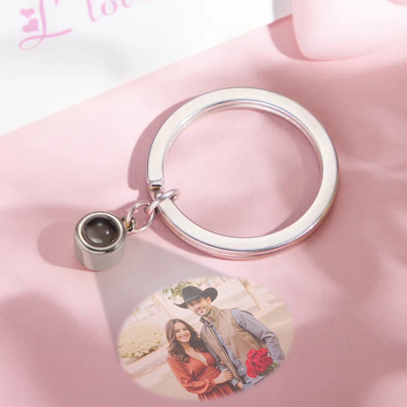 Custom Photo Projection Keychain Personalized Key Ring Exquisite Couple Gifts