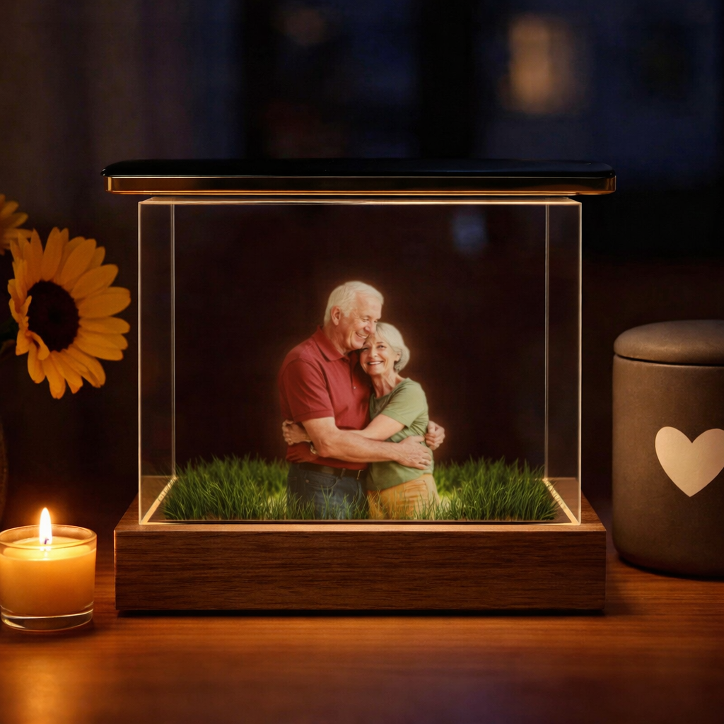 Personalized Commemorative Holographic Video Box Custom Photo Memorial Display Crystal-Clear Holographic Image