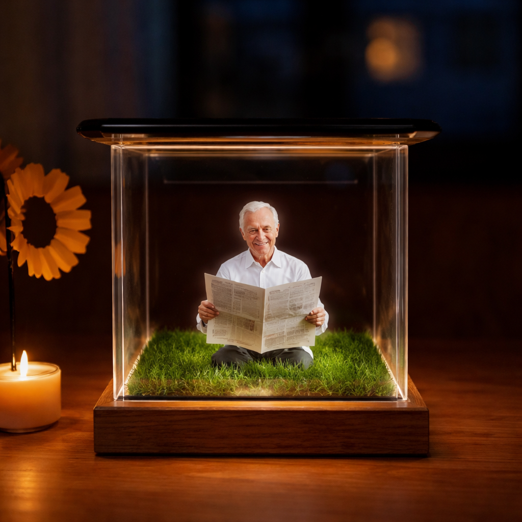 Personalized Commemorative Holographic Video Box Custom Photo Memorial Display Crystal-Clear Holographic Image
