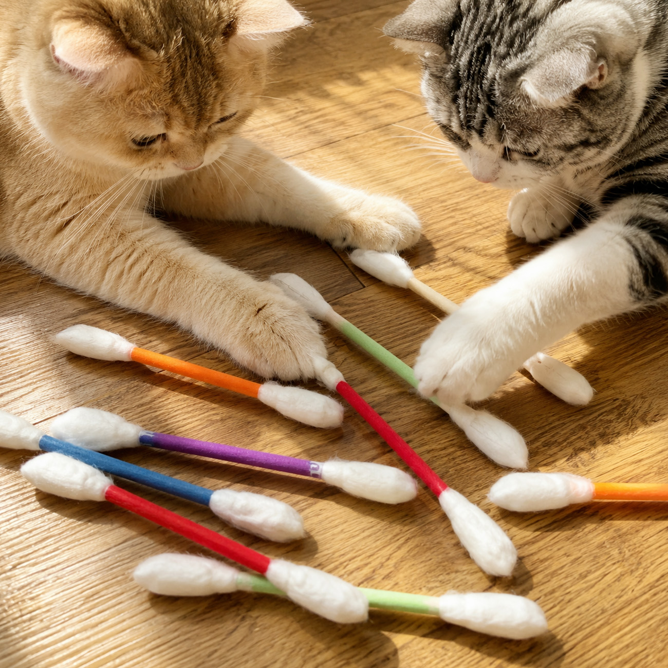 Oversized Cotton Swab Cat Toys with Catnip, Soft Chew Teaser Wand for Interactive Play, Comfort & Fun
