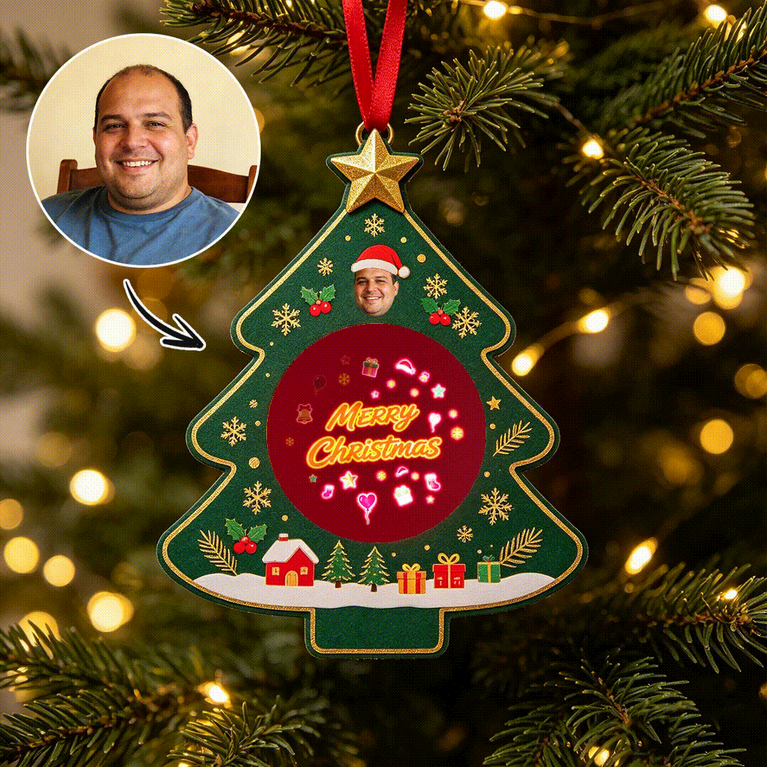 Personalized Christmas Light-Up Ornament – Custom Photo LED Holiday Hanging Decoration