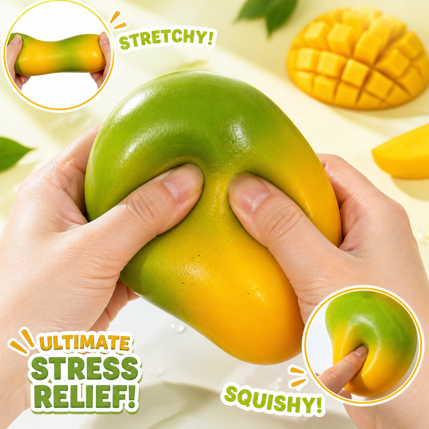 Color-Changing Mango Press Squishy Toy – Crunchy Squeeze Gift for Friends