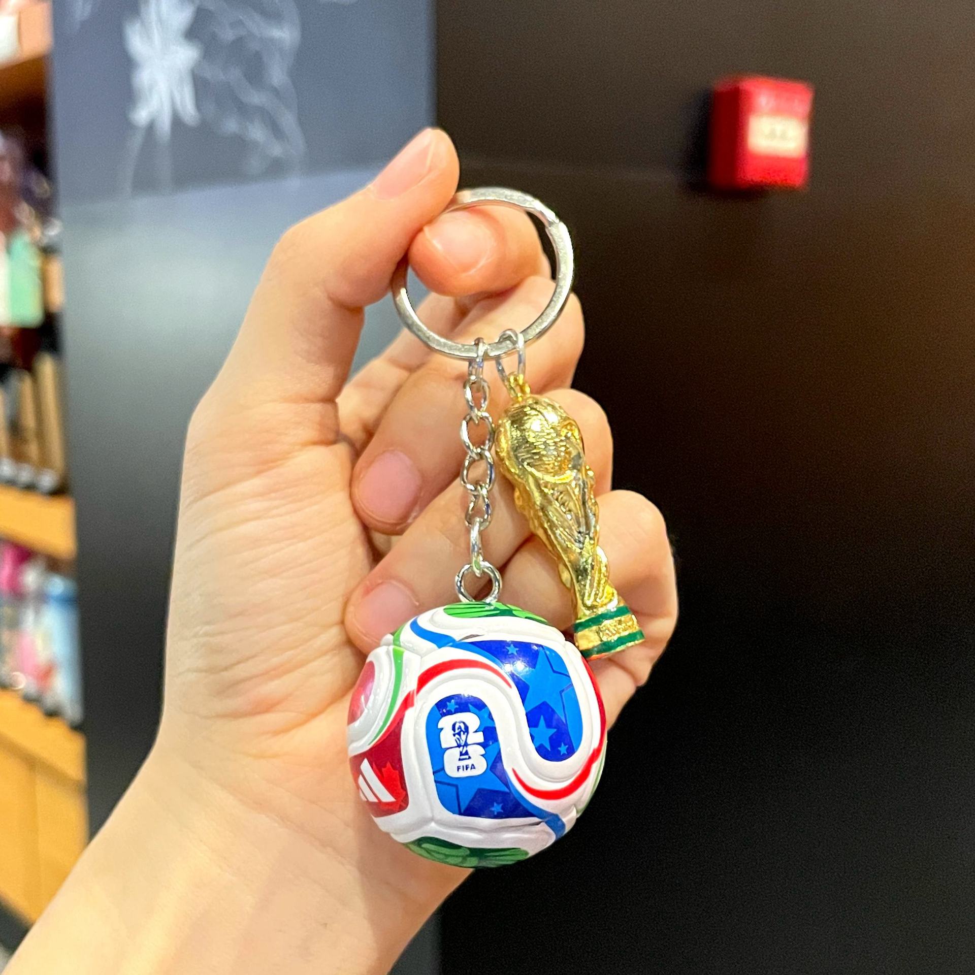 Soccer Fan World Trophy Keychain Football Ball & Champion Cup Pendant