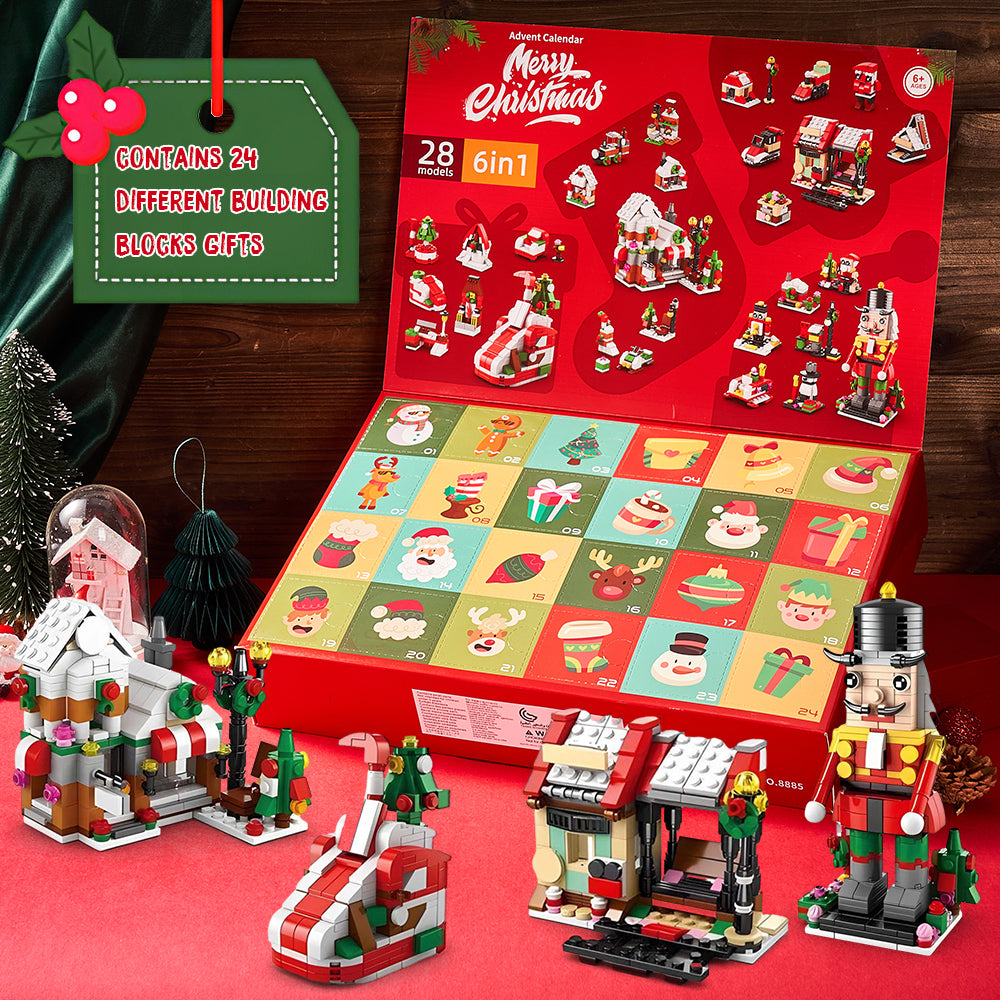 Christmas Brick Figures  Surprise Blind Box  24 Calendar Countdown Gift Box Nutcracker Brick Figures Blind Box