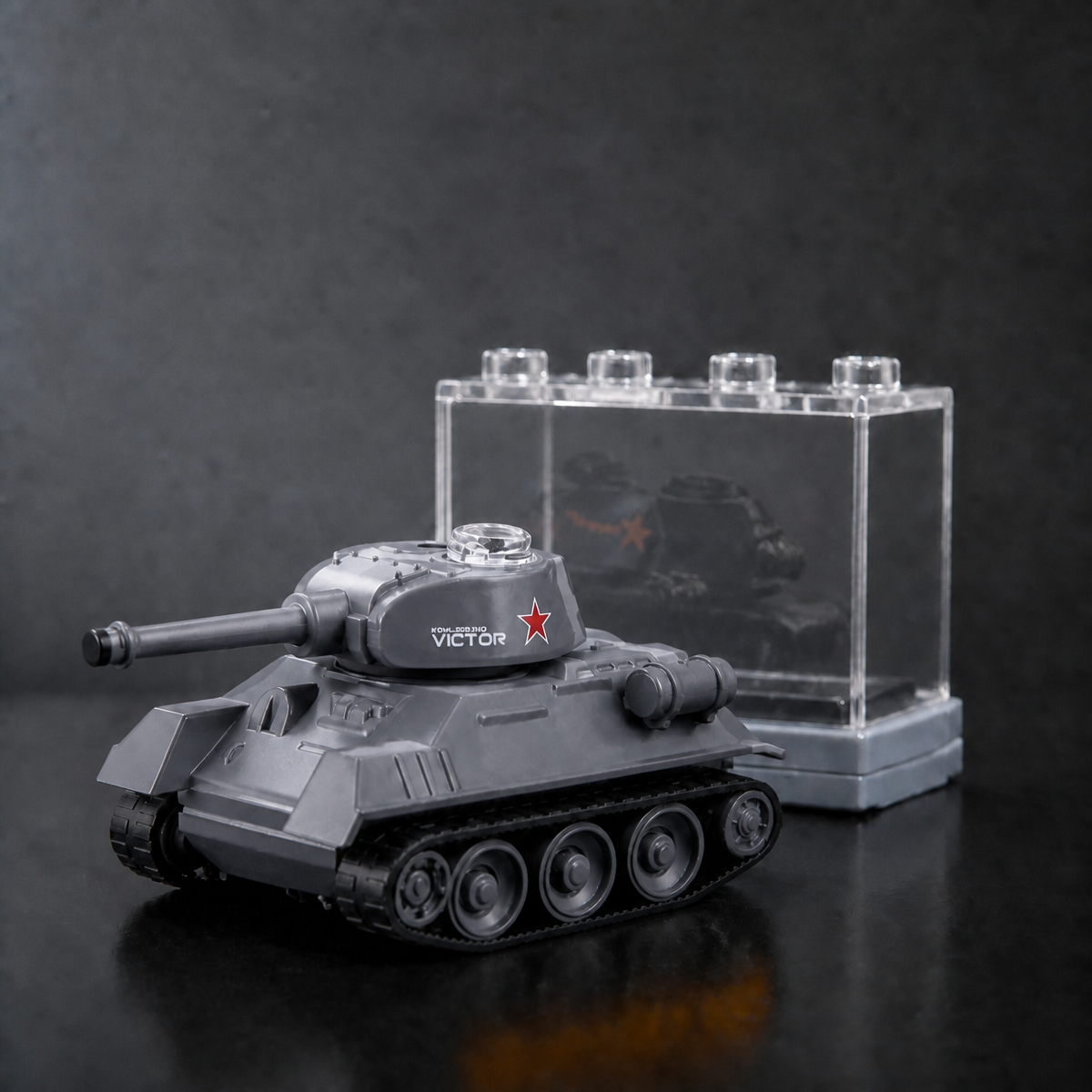 Mini Desktop Battle Tank Toy – Micro Remote Control Tank with Display Case or Interactive Cannon Pull-Back Fidget Toy