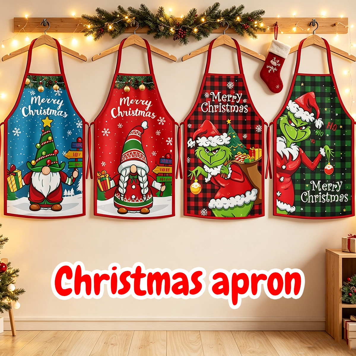 Christmas Party Apron with Fun Holiday Prints – Festive Cooking and Baking Outfit for Family Fun and Seasonal Celebrations