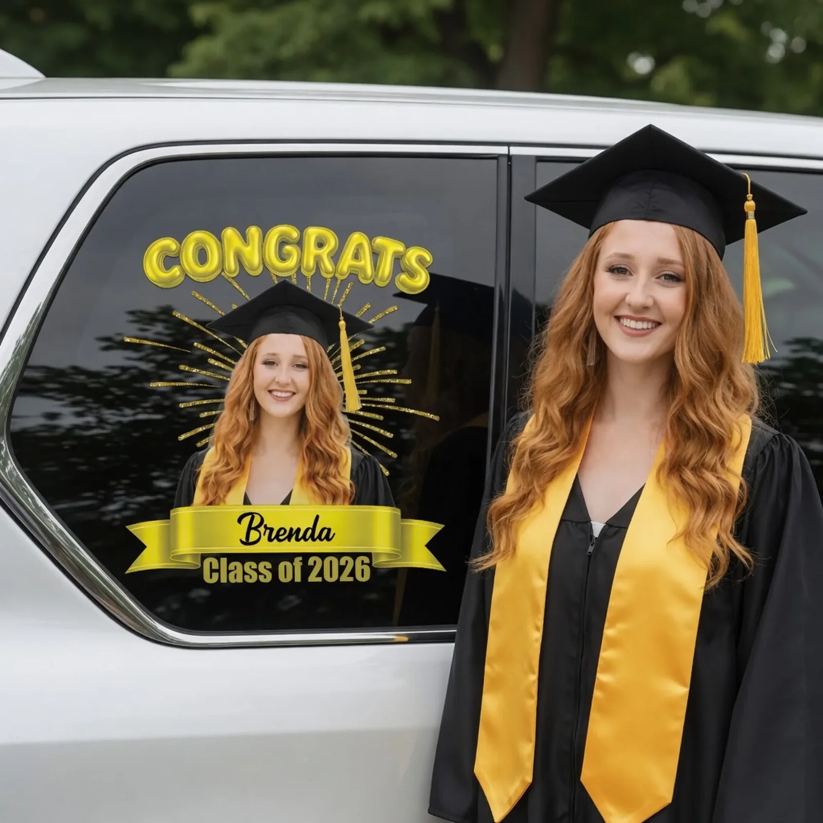 Custom Photo Class Of 2026 Graduation Car Window Decal Sticker
