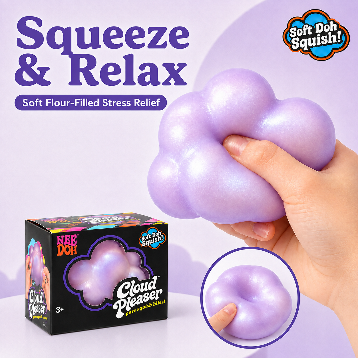 Purple Cloud Squishy – Soft Squeeze Fidget Toy, Cute Gift for Friends, Family & Coworkers