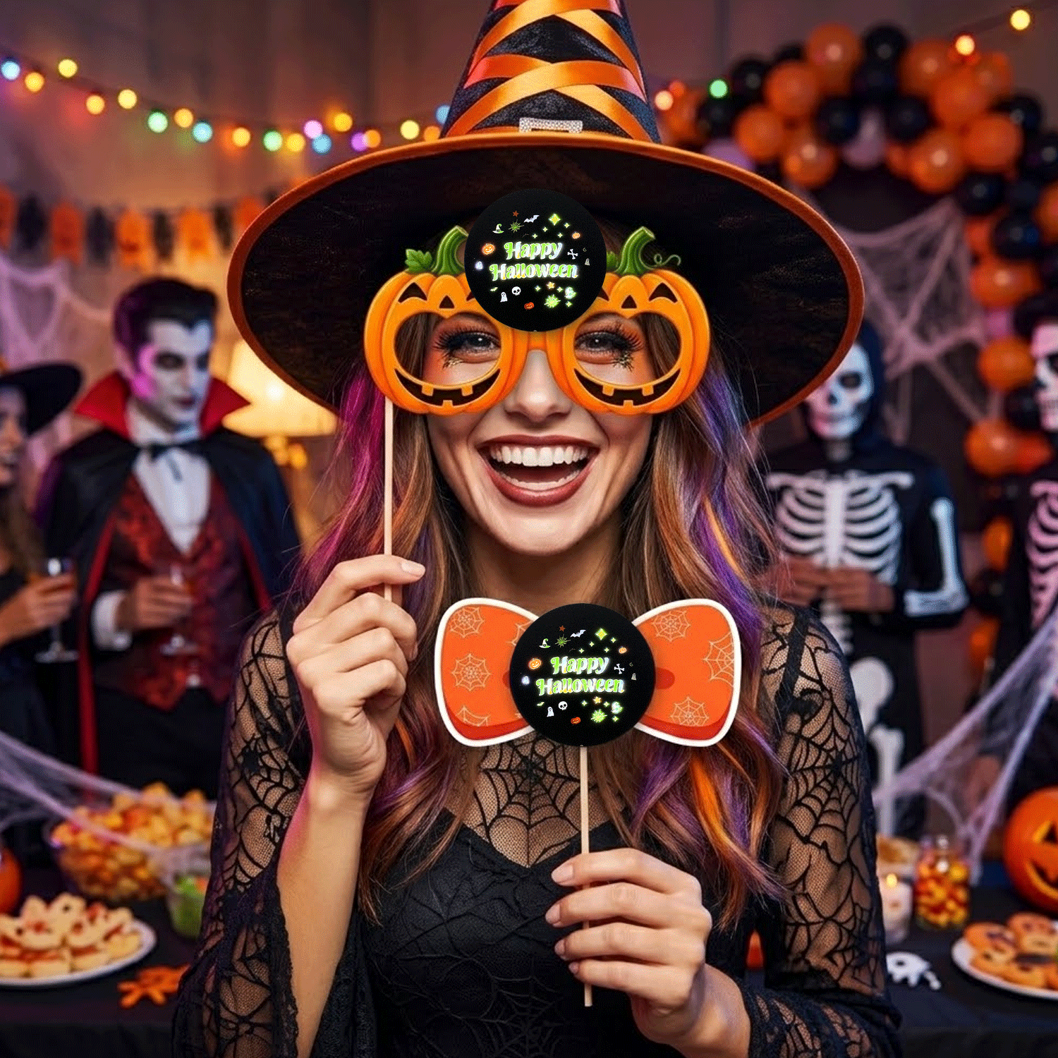 Halloween Light-Up Photo Prop Card – Glowing Festival Party Decoration for Spooky Photos and Holiday Celebrations