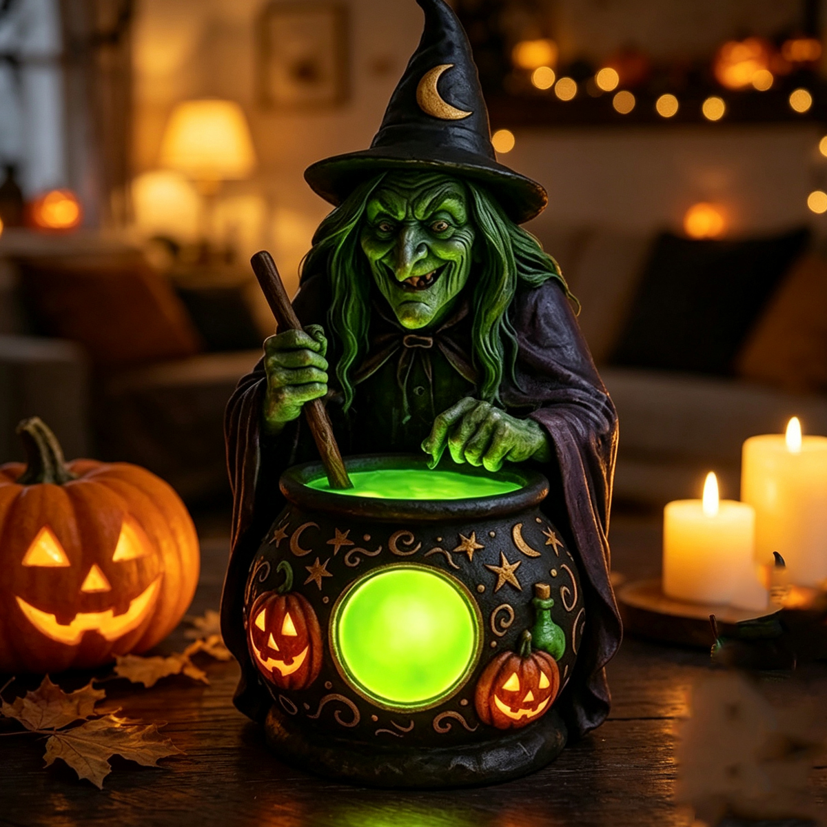 Halloween Witch & Ghost LED Night Light – Spooky Decorative Lamp for Home, Party & Seasonal Decor