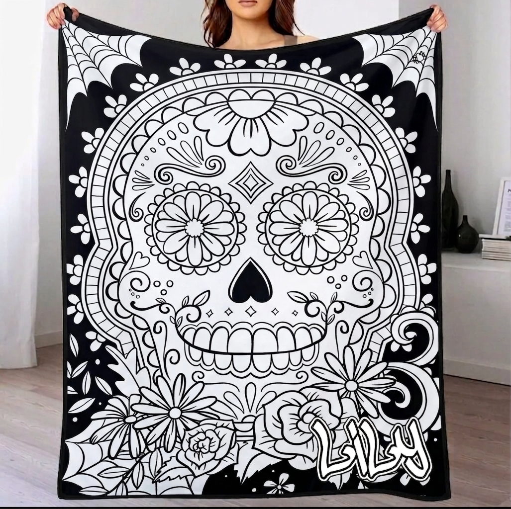 Halloween DIY Drawing Blanket – Creative Art Blanket for Kids & Adults, Spooky Halloween Activity Gift