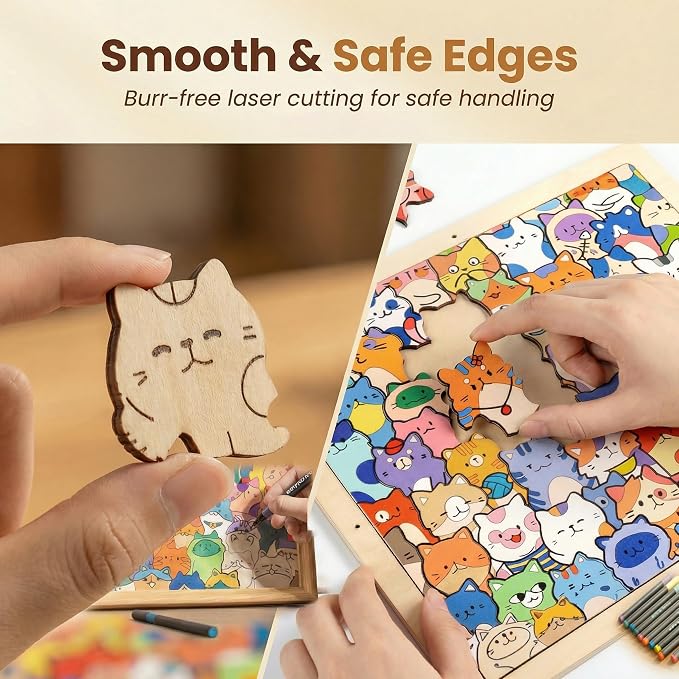 DIY Wooden Coloring Puzzle – Hand-paint Your Own Animal Puzzle (Optional 24-Color Markers & 8 Designs)