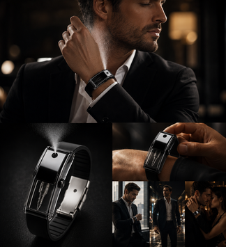 Wearable Refillable Perfume Spray Bracelet – 2.5ml Portable Cologne Atomizer Bangle with Silicone Adjustable Strap & Anti-Leak UV Protection