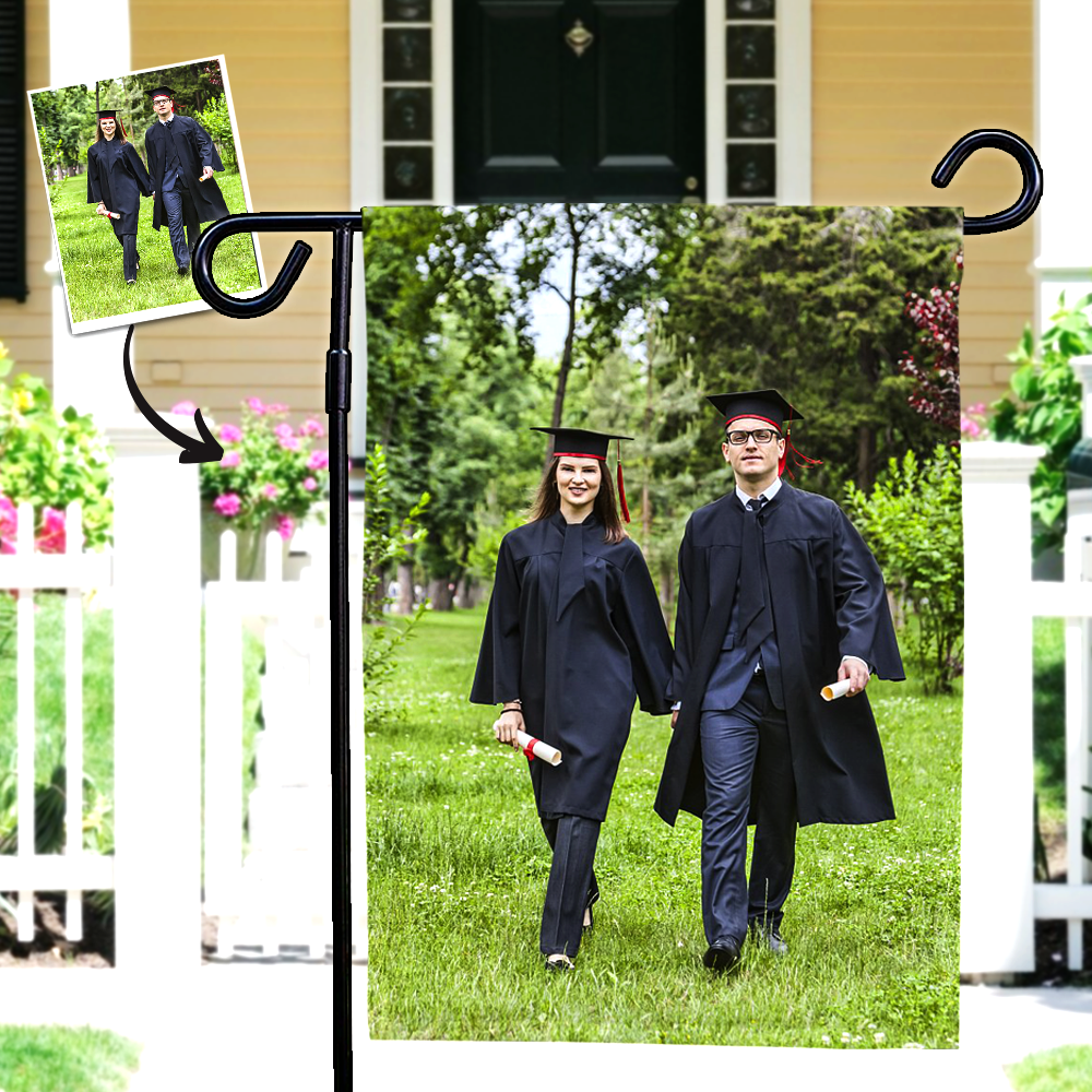 Graduation Gift Custom Photo Garden Flag Family Outdoor Courtyard Flag- Happy Graduation (12in x 18in)