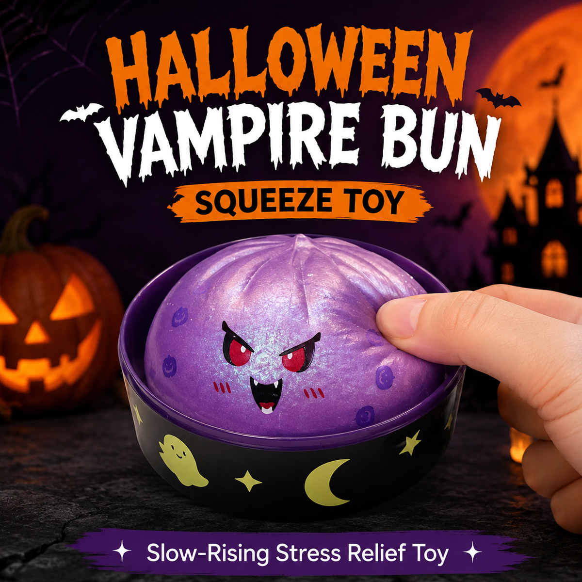 Halloween Vampire Dumpling Squishy Toy - Cute & Spooky Stress Relief Desk Decor