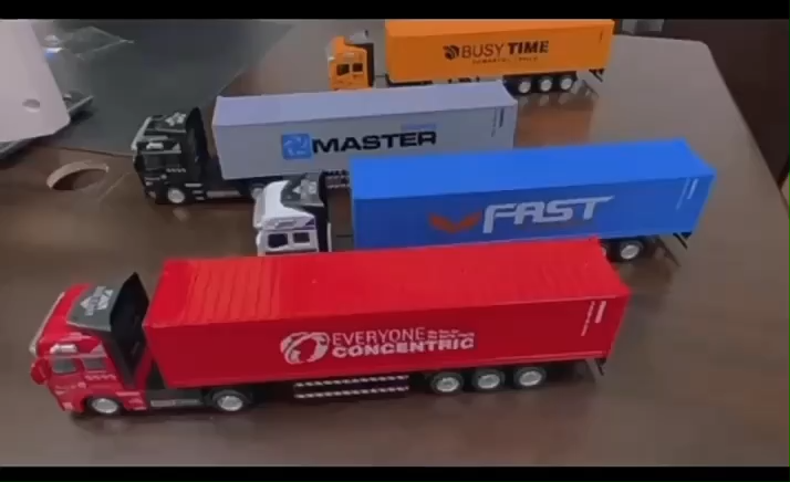 Pull Back & Rear Door Can Be Opened Personalized toy truck, Customized With Name on The Side of The Truck