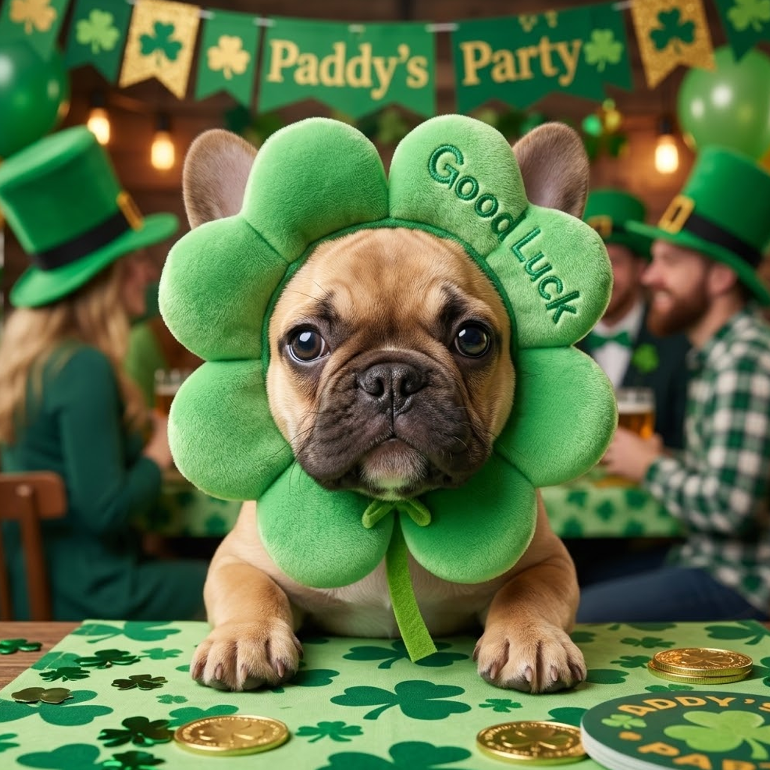Lucky Four-Leaf Clover Pet Headpiece, Cute Good Luck Hair Accessory for Dogs & Cats
