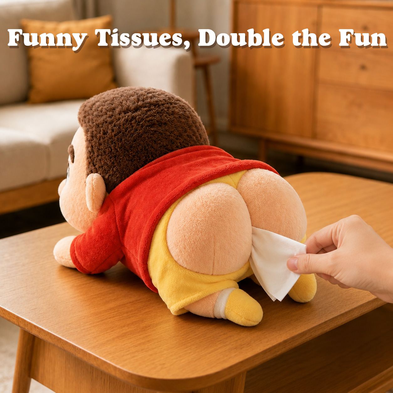 Custom Photo Funny Plush Tissue Box – Personalized Face Butt Tissue Holder, Unique Home Decor Gift