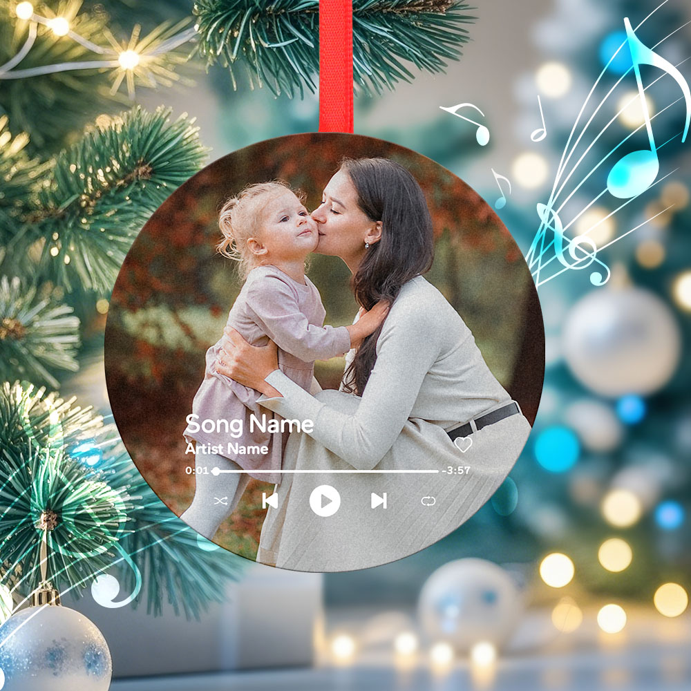 Family Music Christmas Ornaments With Custom Photo – Play Family Christmas Music, Relive Cherished Memories
