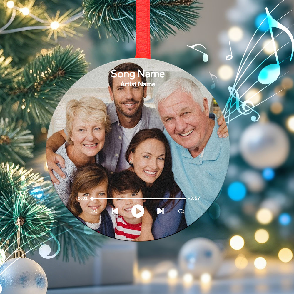 Family Music Christmas Ornaments With Custom Photo – Play Family Christmas Music, Relive Cherished Memories