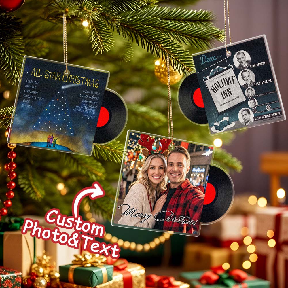 Custom NFC Song Ornaments Classic Christmas Tree Ornament Mini Record Album Custom Album Cover & Song
