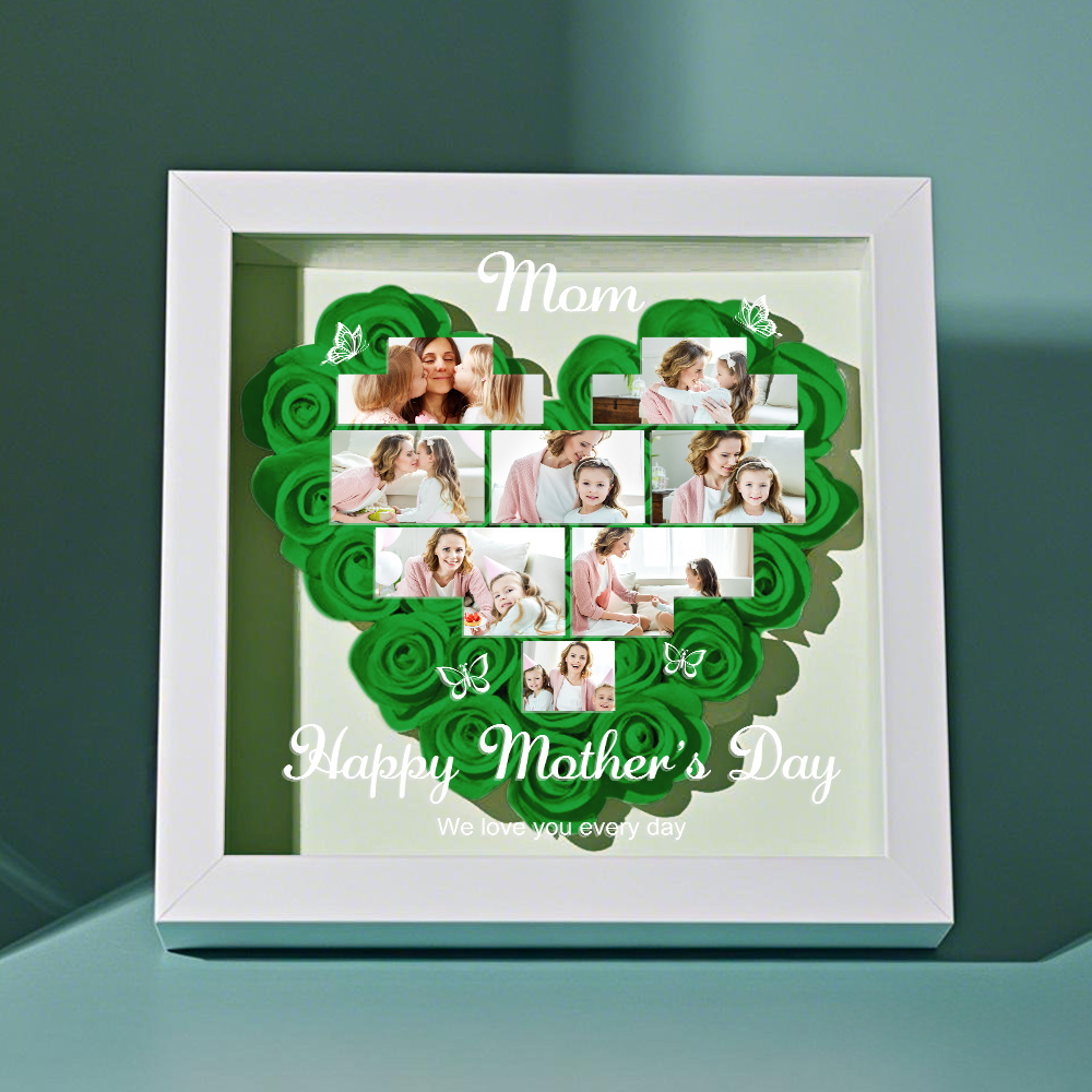 Personalized Mother's Day Photo Flower Shadow Box
