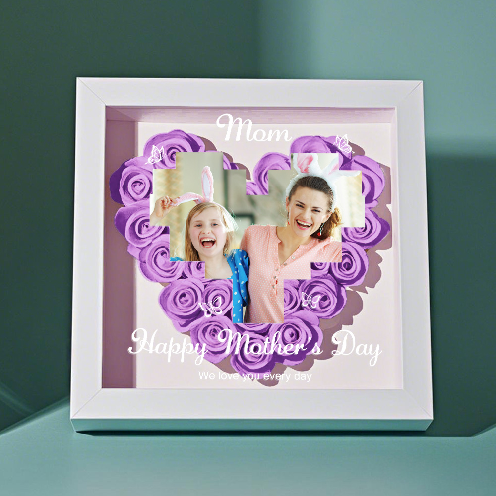 Personalized Mother's Day Photo Flower Shadow Box