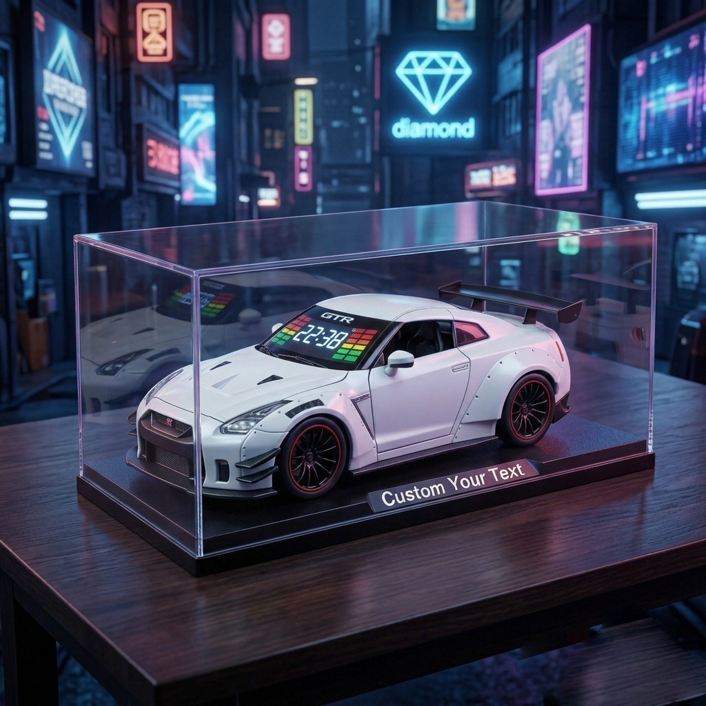 Hypercar Alarm Clock with Engine Sound, Exhaust Effect & LED Lights – Desk Gift for Car Lovers