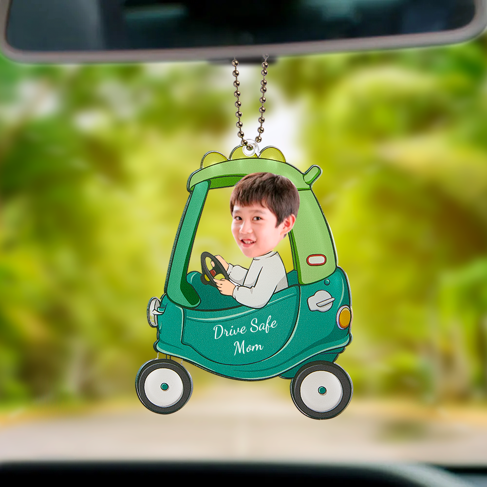 Gifts for Mom Drive Safe Mom Personalized Car Photo Ornament Car Rearview Mirror Hanging Accessories - MyFaceTshirt