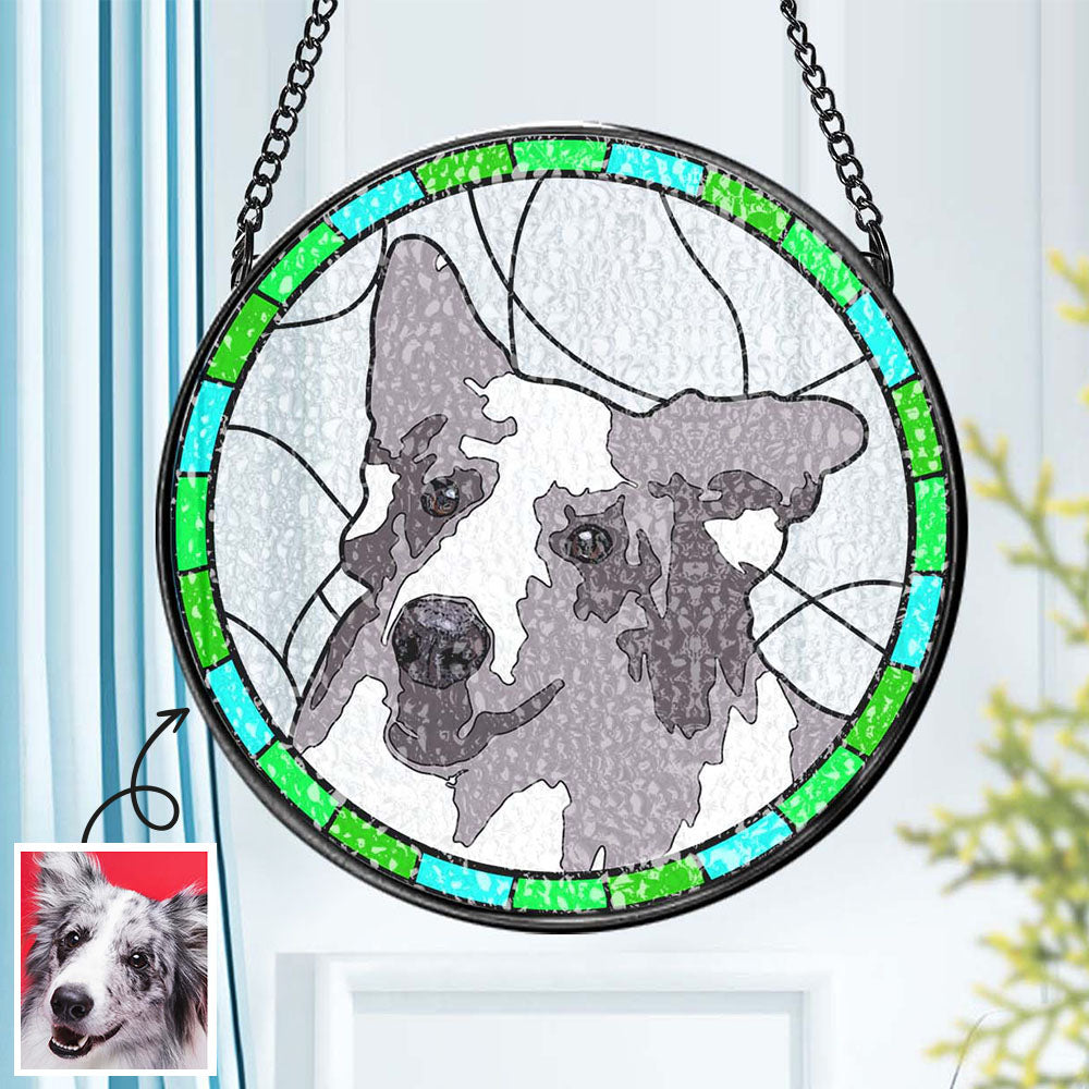 Custom Personalized Pet Portrait Stained Glass Suncatcher Memorial Gift for Pet Lovers - MyHawaiianShirts