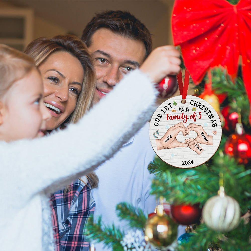 Personalized Baby's First Christmas As A Family Ornament Christmas Tree Decoration for Christmas Gifts - Get Photo Blanket