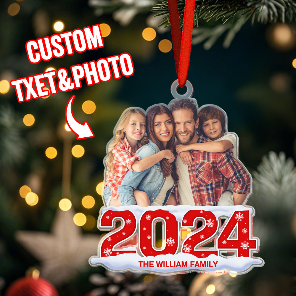 Custom Photo Christmas Ornament 2024 Acrylic Ornament Christmas Gift for Family or Friend - MyHawaiianShirts