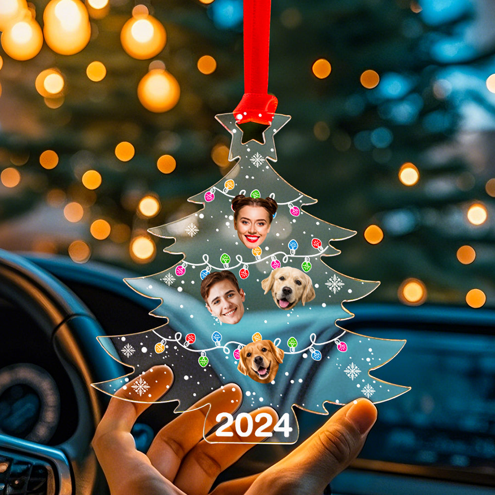 Personalized Photo Christmas Tree Family Ornament Funny Christmas Ornament Gift for Family - MyHawaiianShirts