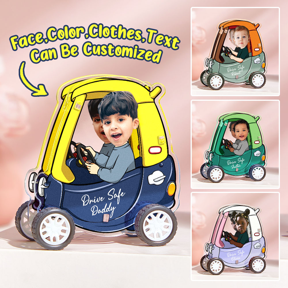 Drive Safe Daddy Little Car with Custom Face and Text Home Decor Toy