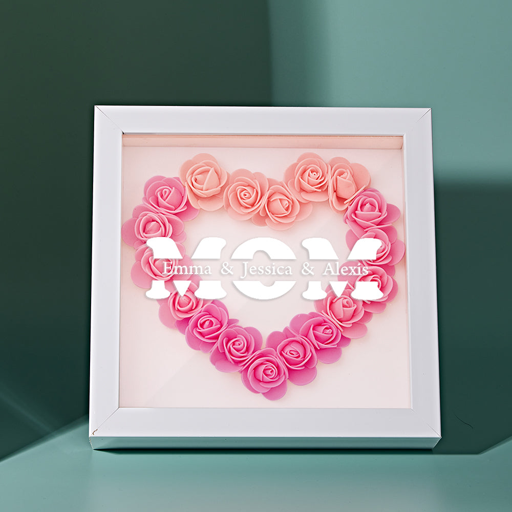 Custom Name Flower Shadow Box Frame Mother's Day Gift - makephotopuzzleuk